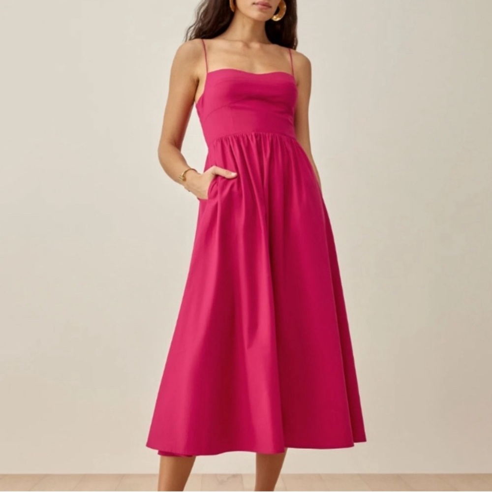 Hot pink reformation sundress (midi)
